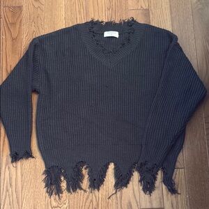 Distressed Black Sweater